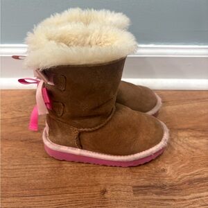 Brown UGG Suede Boots with Pink Soles